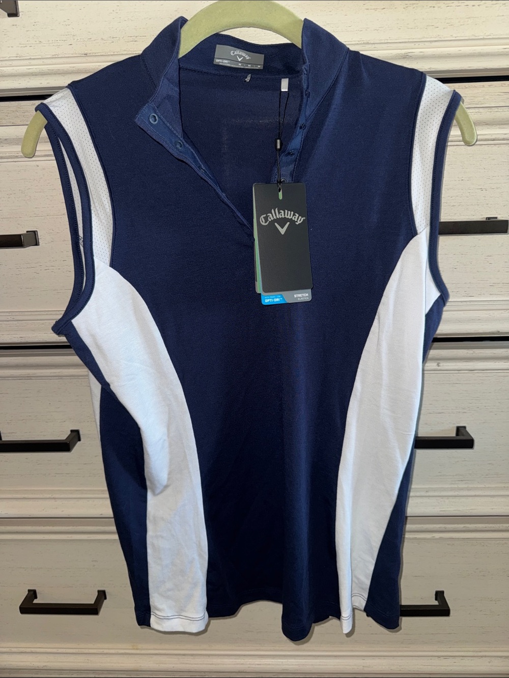 Callaway Navy and White Sleeveless Golf Polo Top NWT!